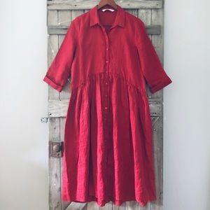 Red Zara Linen Dress